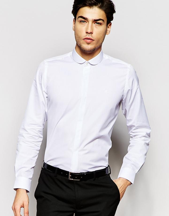 Hart Hollywood By Nick Hart Shirt With Curve Collar In Slim Fit - White