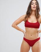 Weekday Sun Textured Crop Bikini Top - Red