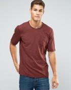 Sisley Raw Neck T-shirt With Pocket In Slub Fabric - Red