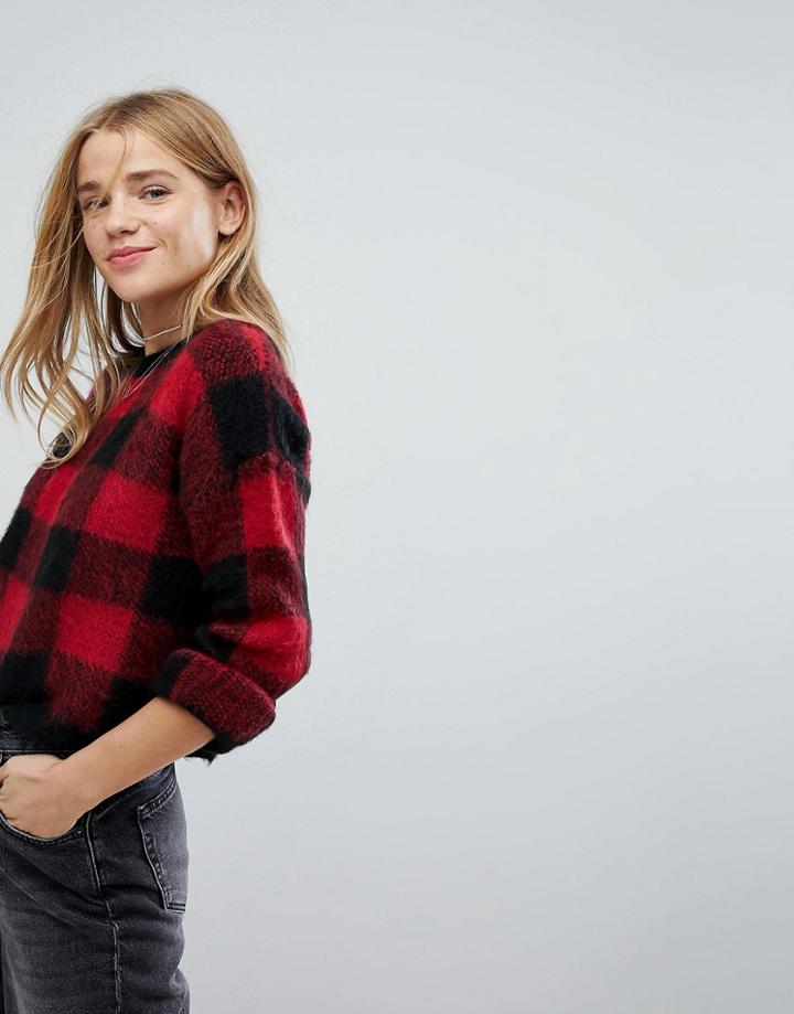 Nobody's Child Sweater In Large Check - Black