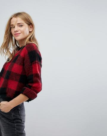 Nobody's Child Sweater In Large Check - Black