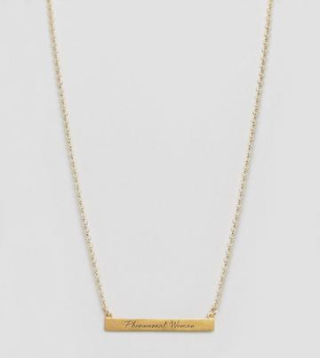 Dogeared Gold Plated Maya Angelou Phenomenal Woman Engraved Id Bar Necklace - Gold