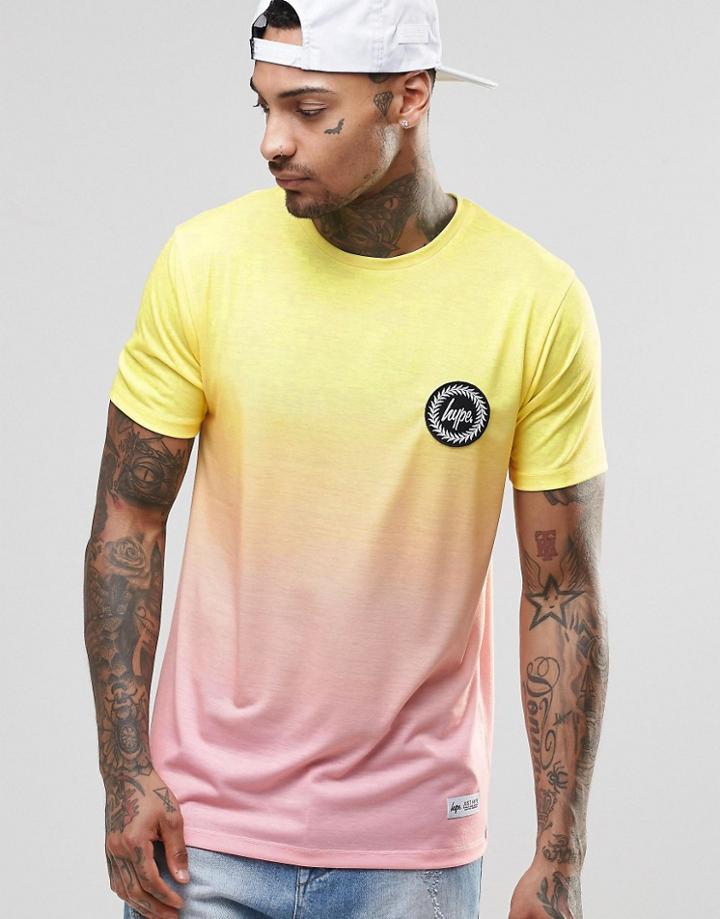 Hype Gradient T-shirt With Crest Logo - Yellow