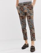 Asos Design Skinny Pants In Paisley Print - Black