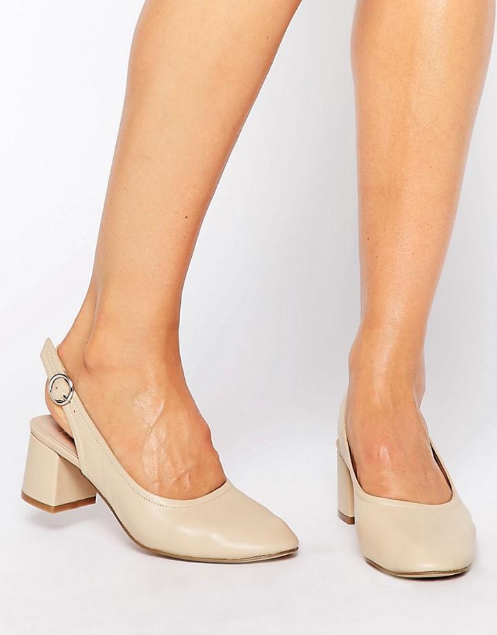Asos Starlight Leather Mid Heels - Beige