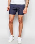 Native Youth Cotton Short In Textured Pattern - Navy
