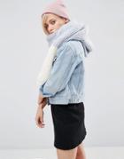 Asos Chunky Knit Scarf With Block End In Pastel - Purple