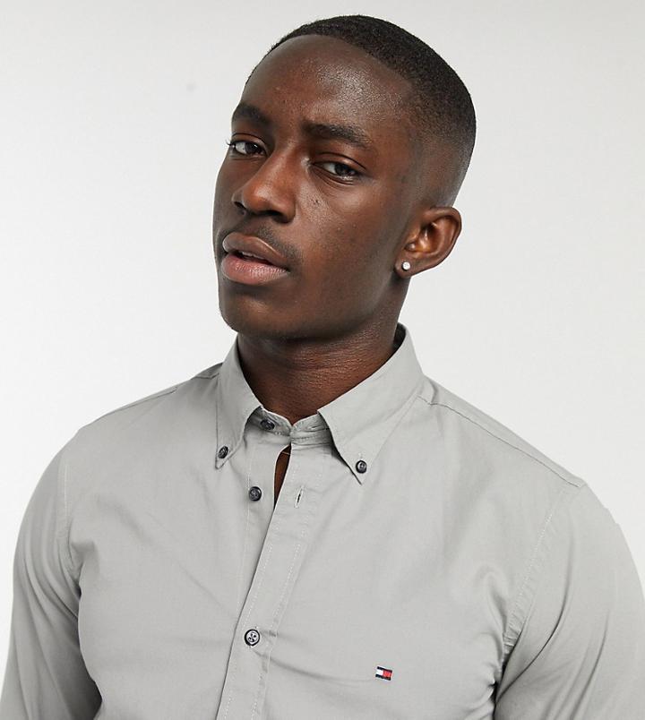 Tommy Hilfiger Skinny Fit Shirt In Charcoal Exclusive To Asos-grey