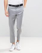 Asos Skinny Cropped Pants In Linen Mix - Gray
