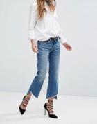 Blank Nyc Crop Kick Flare Jean With Raw Step Hem Detail - Blue