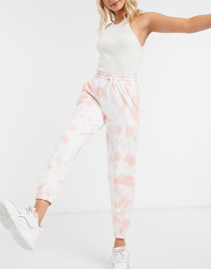 New Look Cuffed Jogger In Pink Tie Dye