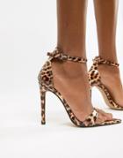 Public Desire Ace Leopard Patent Heeled Sandals - Multi