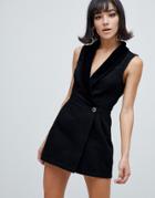 River Island Tux Romper In Black-blue