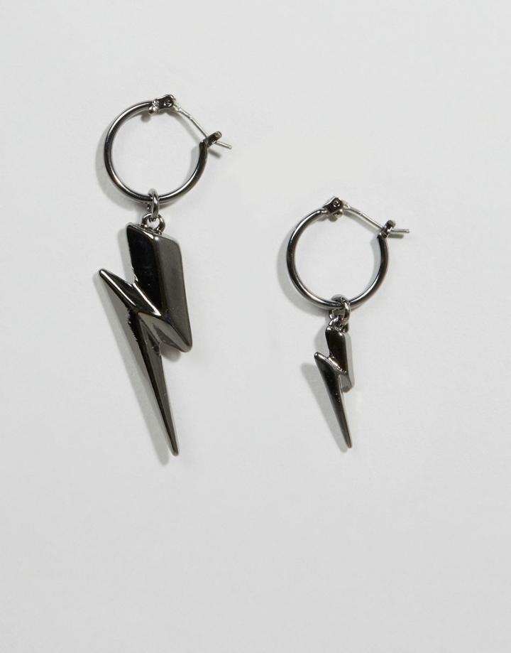 Cheap Monday Bolt Hoop Earrings - Silver