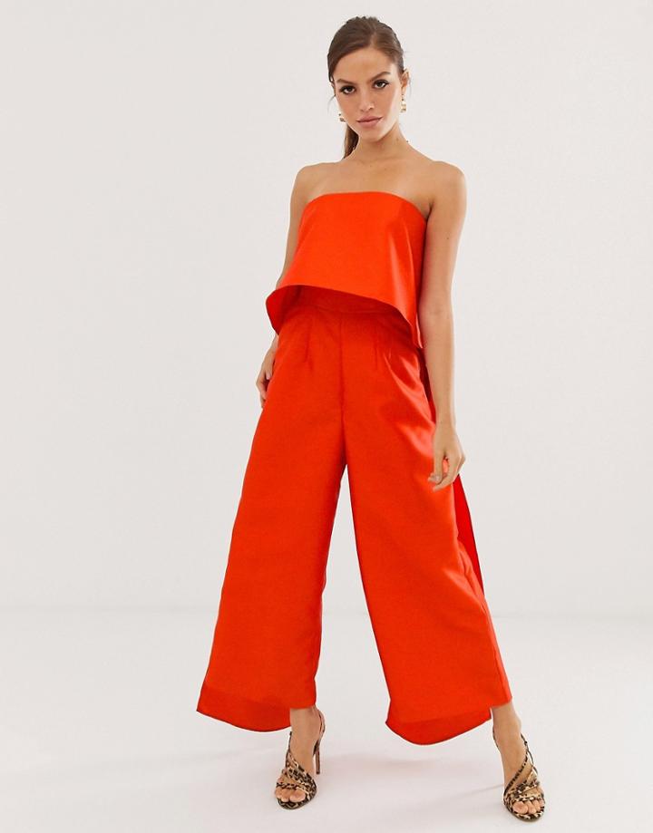 Asos Edition Bandeau Jumpsuit With Double Layer - Multi