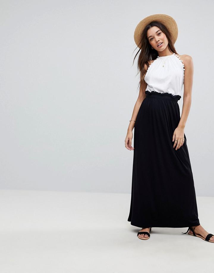 Asos Maxi Skirt With Paperbag Waist - Black