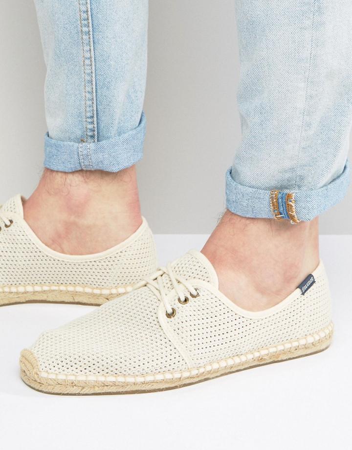 Soludos Derby Lace Up Mesh Espadrilles - Beige
