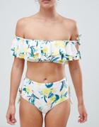New Look Floral Highwaist Bikini Bottom - Yellow