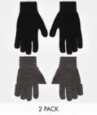 Monki 2-pack Gloves In Black And Gray