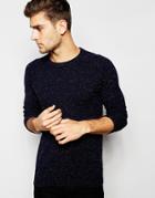Selected Homme Crew Neck Sweater With Fleck - Navy
