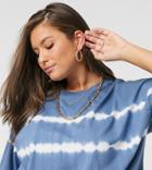 Asos Design Curve Oversized T-shirt In Tie Dye Stripe In Blue-blues