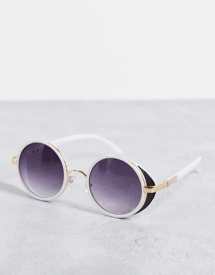 Aj Morgan Secret Service Round Lens Sunglasses-white