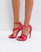 Lost Ink Pink Strappy Heeled Sandals - Pink