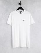 New Look Longline T-shirt With Nlm Embroidery In White