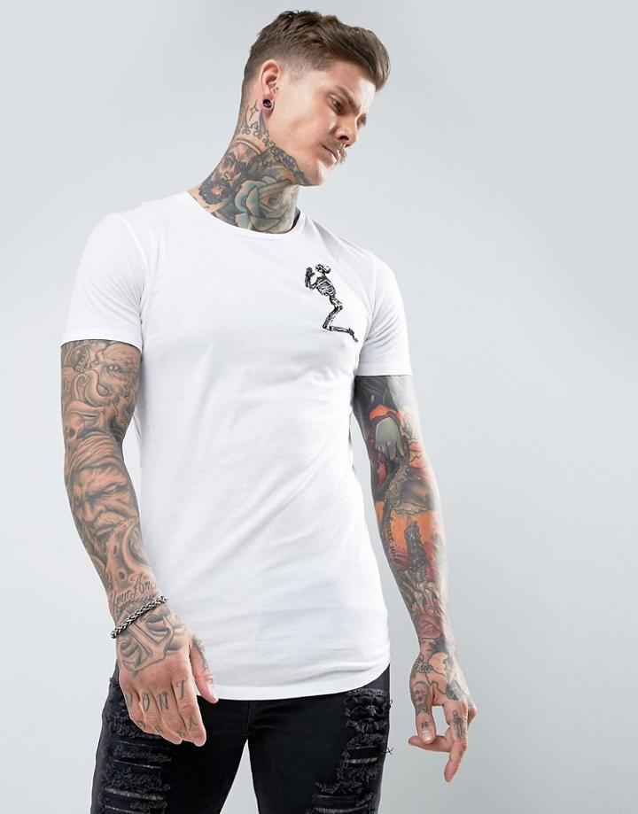 Religion T-shirt With Large Logo And Curved Hem - White