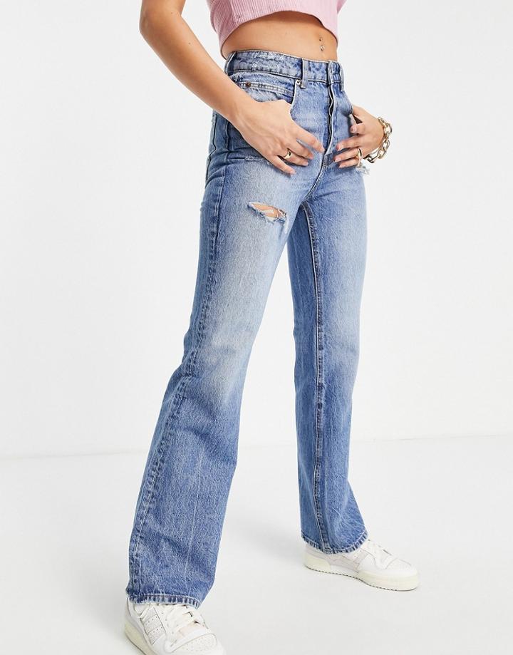 Stradivarius Ultimate Authentic Flare Jean In Medium Blue-blues