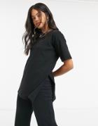 Cotton: On Oversized Ribbed Tee In Black