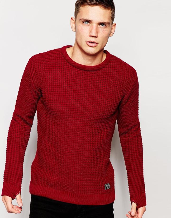 Brixtol Sweater With Textured Knit - Bourdeaux