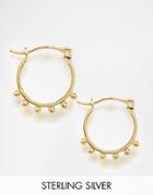 Asos Gold Plated Sterling Silver Mini Ball Hoop Earrings - Gold Plated