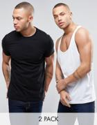 Asos 2 Pack Crew T-shirt And Tank Save - Multi