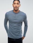 D-struct Henley Long Sleeve Top - Blue