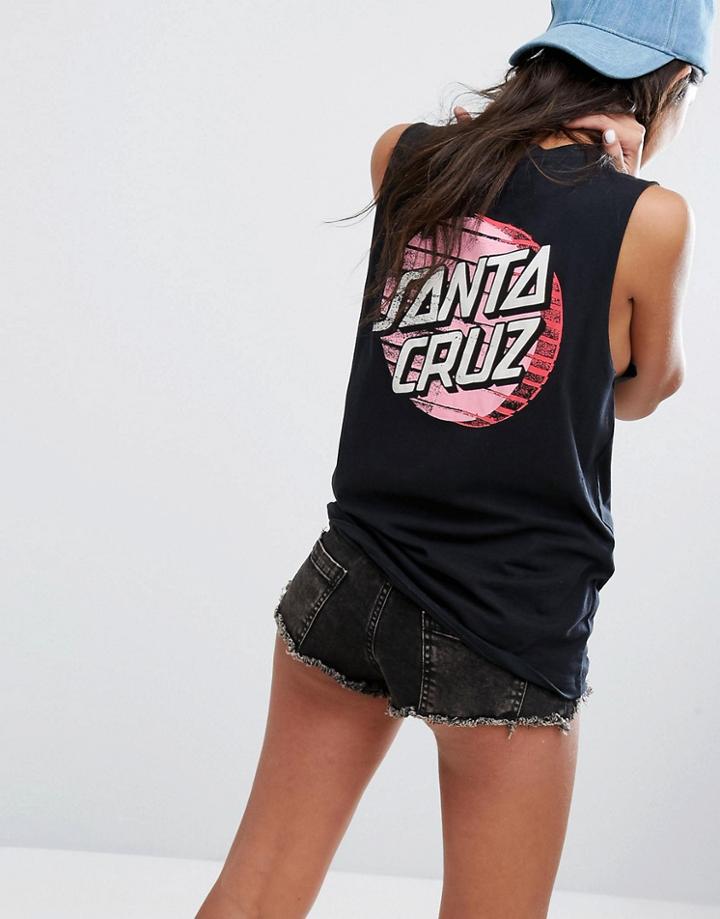 Santa Cruz Sleeveless Tank Top With Dot Back Print - Black