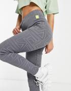 Fila All Over Logo Legging In Gray-grey
