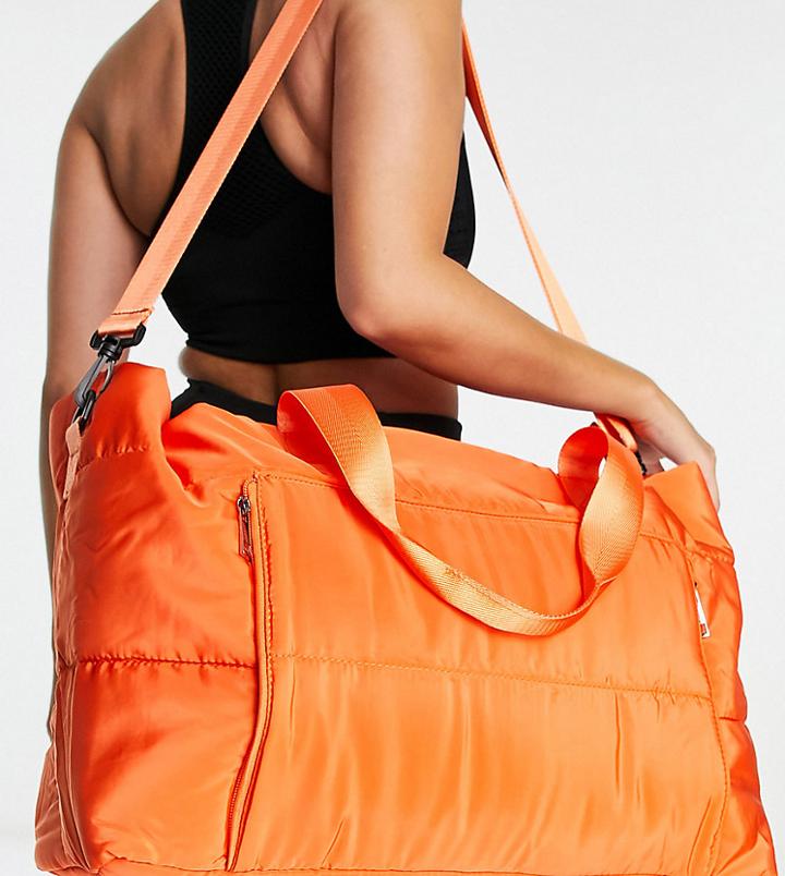 South Beach Oversized Quilted Gym Bag In Orange-multi