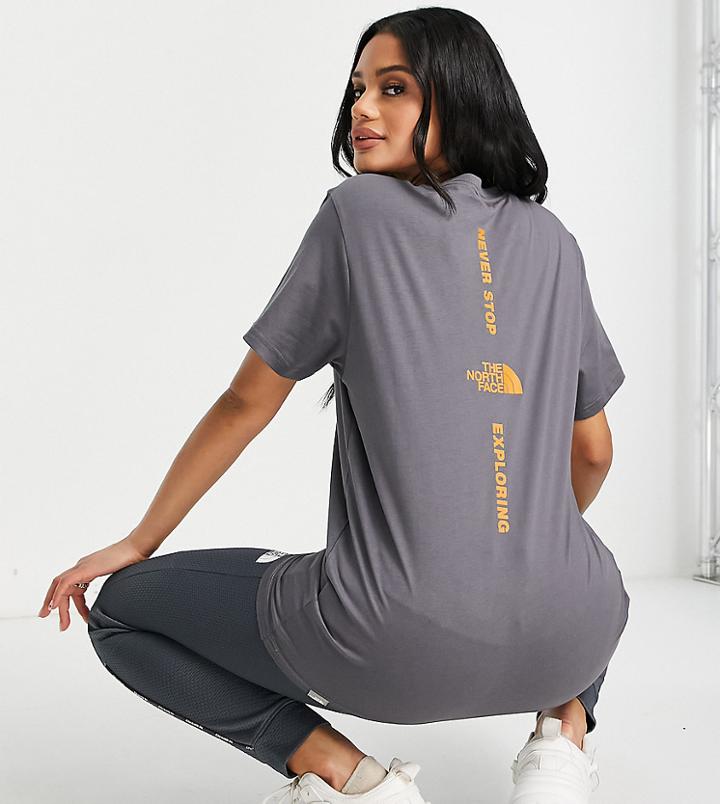The North Face Vertical T-shirt In Gray Exclusive At Asos