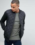 Esprit Quilted Bomber Jacket With Jersey Sleeves - Black