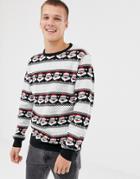 Threadbare Tall Ho Ho Ho Santa Holidays Sweater - Black