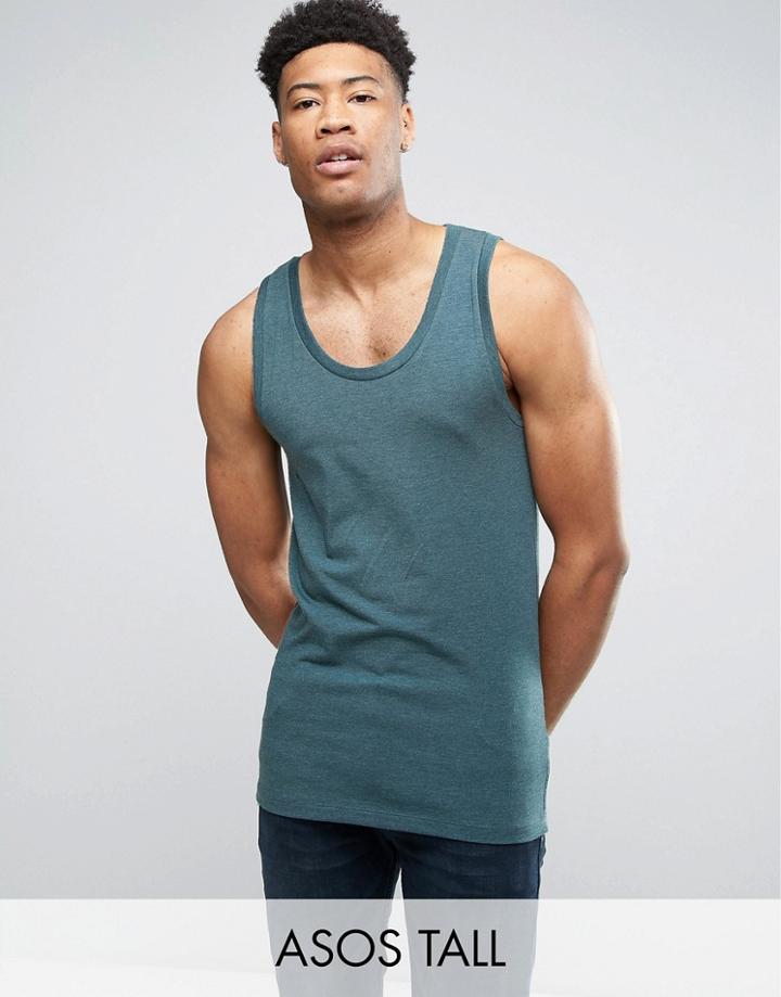 Asos Tall Muscle Fit Tank In Green - Green