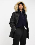 Whistles Willmer Waxy Hooded Parka In Black