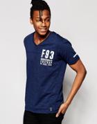 Firetrap Ribbed V-neck T-shirt - Navy