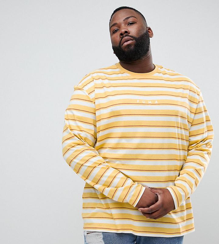 Puma Plus Long Sleeve Striped Top In Yellow Exclusive To Asos - Yellow