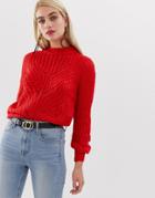 Vero Moda Chunky Knitted Sweater-red