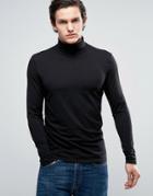 New Look Long Sleeve Top With Roll Neck In Black - Black