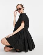Urban Threads Tiered Shirt Dress In Black