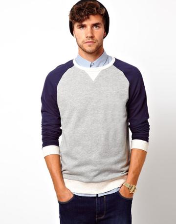 Asos Sweatshirt With Contrast Raglan Sleeves
