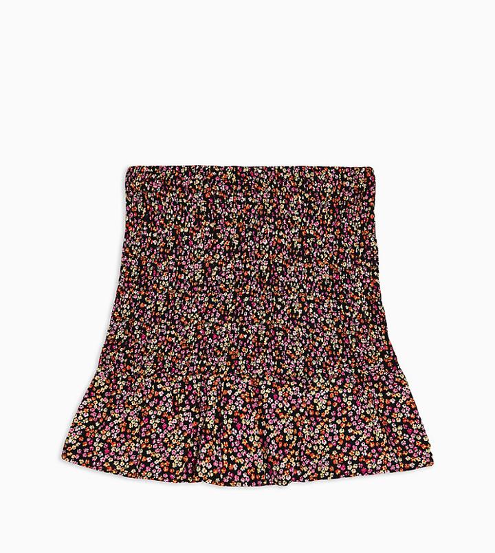 Topshop Petite Floral Shirred Mini Skirt-multi